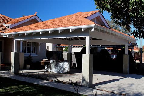 Double timber Carport with tiled Dutch gable roof | Blue Sky Carpentry - Perth | Carport designs ...