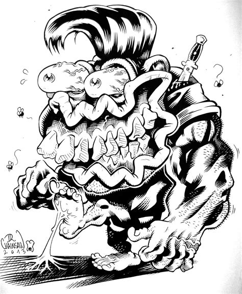 Weird monster Black N White Images, Black And White, Zombie Drawings, Rat Fink, Car Cartoon ...