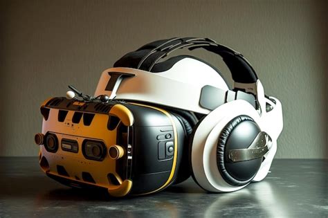 Premium Photo | Video and games in virtual reality helmet on gray background vr headset