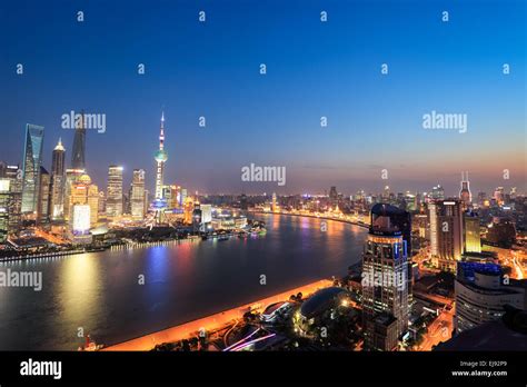 shanghai panoramic view at night Stock Photo - Alamy