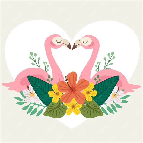 Premium Vector | The cute couple of love flamingo look like shape of ...