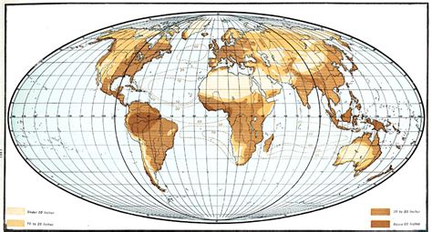 Rainfall Map of the World - Mollweide's Projection