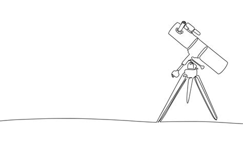 Astronomer equipment telescope. Continuous line one drawing. Vector illustration. Simple line ...