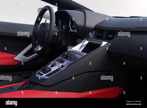 The interior of a luxury sports car Stock Photo - Alamy