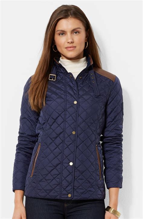 Lauren Ralph Lauren Faux Leather Trim Quilted Jacket (Regular & Petite ...