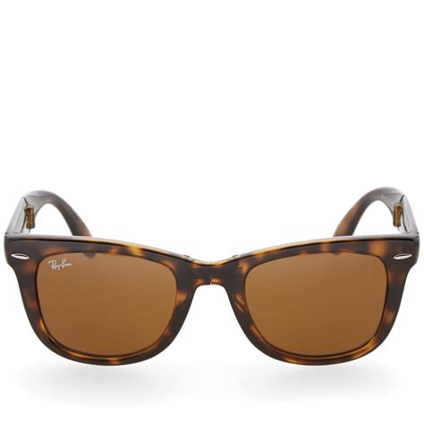 Ray Ban Wayfarer Folding Sunglasses Light Havana & Brown | END. (UK)