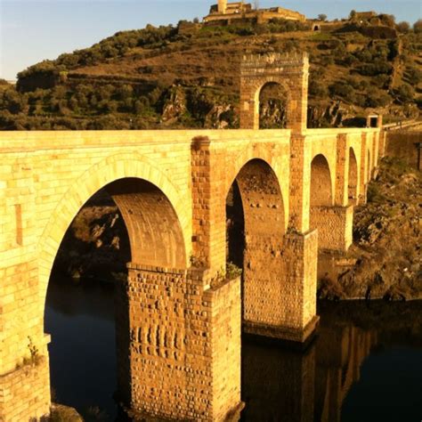 Alcantara, Spain - Roman Stone Arch Bridge over The Tagus River (also known as Puente Trajan at ...