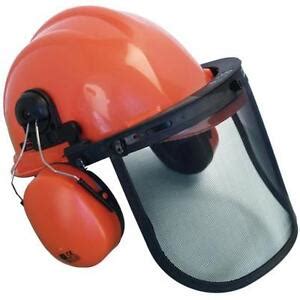 Chainsaw Safety Helmet System with Ear Muffs and Face Shield Screen | eBay