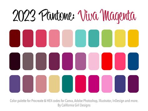 Pantone 2023: Viva Magenta Color Palette for Procreate and HEX Codes for Canva and Adobe ...