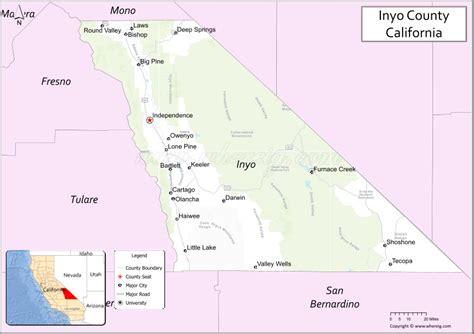 Inyo County Map, California, USA | Towns and Cities in Inyo County, Facts & Overview