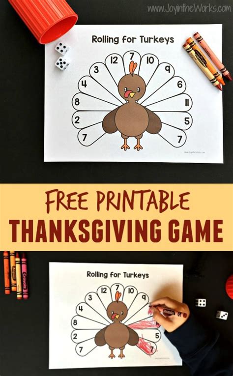 Rolling for Turkeys: A Printable Thanksgiving Game - Joy in the Works