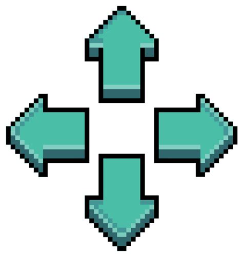 Pixel art video game direction arrow button, direction key vector icon for 8bit game on white ...