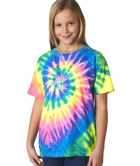 69B Dyenomite Tie-Dye Youth Neon Pigment-Dyed Spiral Rainbow Tee | Tie dye t shirts, Tie dye ...