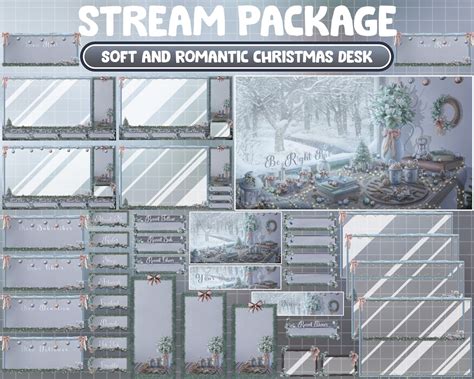 ANIMATED Christmas Twitch Overlay Stream Package / Lo-fi Aesthetic Soft Romantic Desk / Winter ...