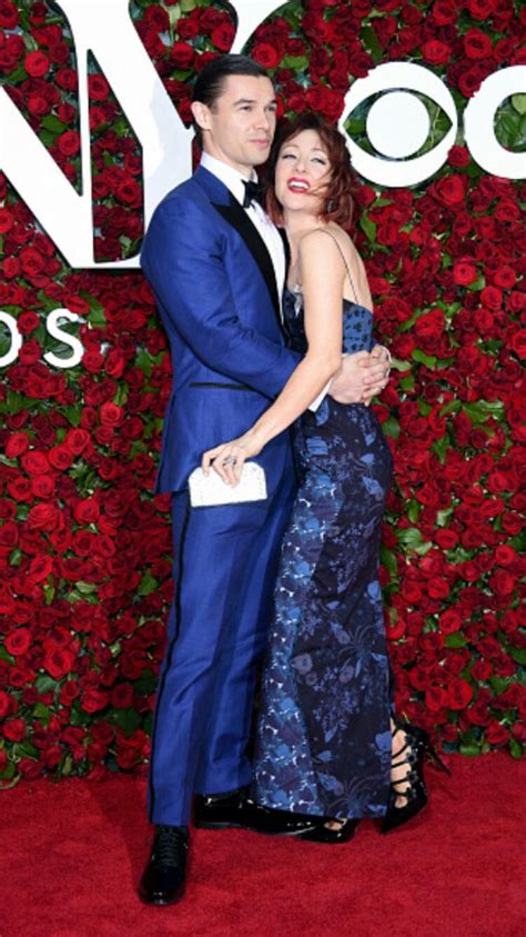 Carmen Cusack & husband, Paul Telfer arriving on the red carpet at the 2016 Tony Awards Beacon ...