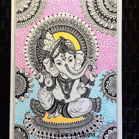 Hindu Lord Ganesha Home Decor Art Print, Baal Ganesh - Etsy | Ganesh art paintings, Mandala art ...