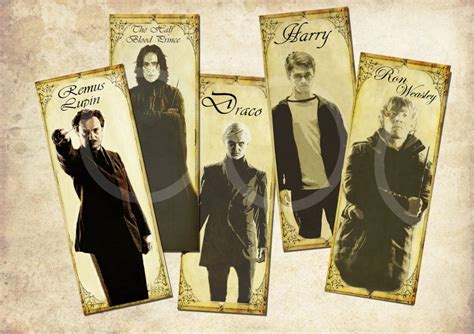 Five Harry Potter characters bookmarks digital collage sheets. | Etsy