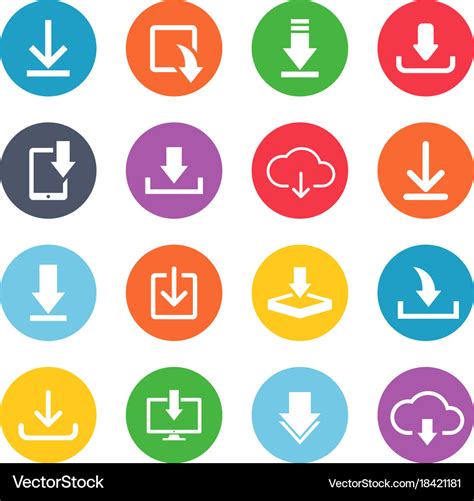 Download button icon set Royalty Free Vector Image