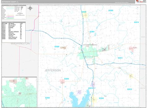 Jefferson County, IL Wall Map Premium Style by MarketMAPS - MapSales