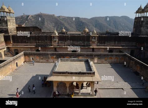 View onto a courtyard of Amber Fort Stock Photo - Alamy