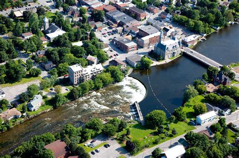 Aerial view of the Mississippi River, Carleton Place, Ontario - Canada ...