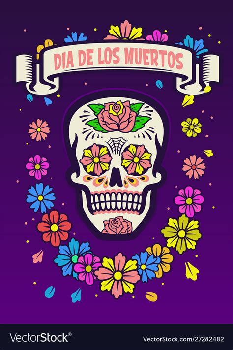 Dia de los muertos poster design Royalty Free Vector Image