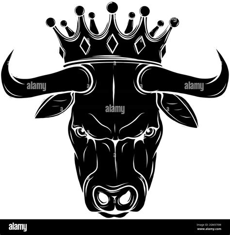 vector illustration of black silhouette Bull King Stock Vector Image ...