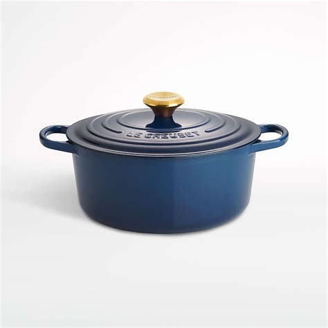 Le Creuset Signature Round 5.5-Qt. Ink Blue Enameled Cast Iron Dutch ...