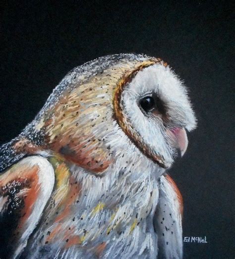 a painting of an owl on a black background