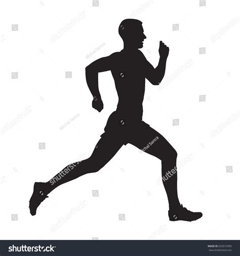 Running Man Side View Vector Silhouette Stock Vector (Royalty Free ...