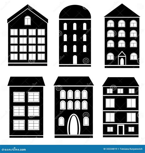 Building Black And White Set Stock Vector - Image: 33334819