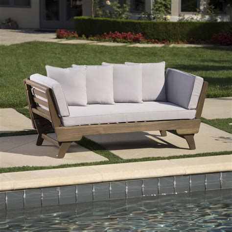 Ellanti Teak Patio Daybed with Cushions & Reviews | Joss & Main