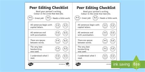 Peer Editing Checklist (teacher made)