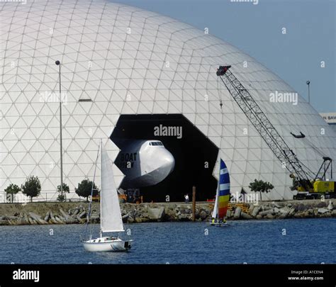 The Spruce Goose inside the dome, which will be the exhibition hall, before it has been sealed ...