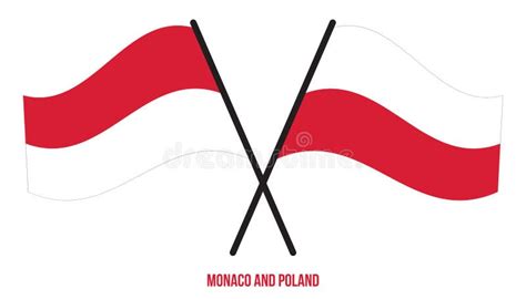 Monaco and Poland Flags Crossed and Waving Flat Style. Official Proportion Stock Vector ...