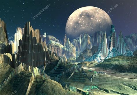 Alien Planet - Fantasy Landscape — Stock Photo © diversepixel #128618570