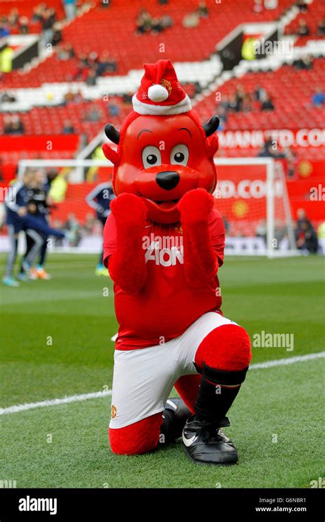 Manchester United mascot Fred the Red entertains fans before kick-off ...