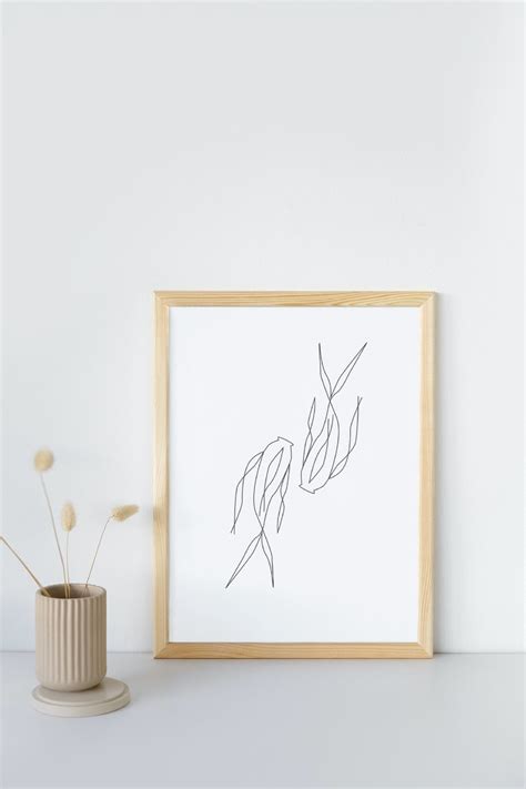 Fish Line Art Printable, Fish Poster, Fish Prints, Minimalist Animal Print, Animal Art, Fish ...