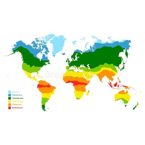 Map with World Climate Zones Stock Vector - Illustration of continent ...