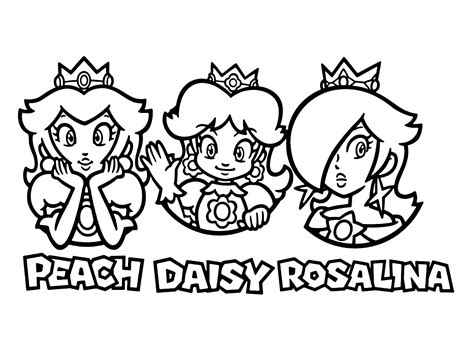 Princess Peach, Daisy, Rosalina Coloring Page - Free Printable Coloring ...