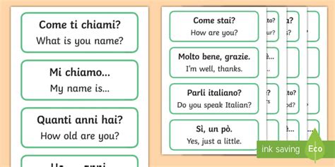 Italian Phrases Word Cards | Italian Resources | Twinkl