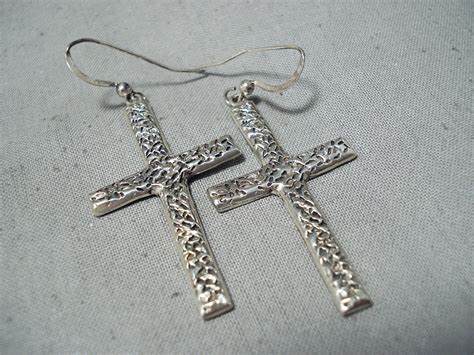 Special Navajo Sterling Silver Dangle Cross Earrings Native American – Nativo Arts