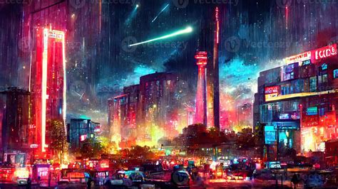 Cyberpunk city street. Sci-fi wallpaper. Futuristic city scene in a style of pixel art. Urban ...