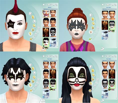 My Sims 4 Blog: Face Paint - KISS - Rock Legends by Simmiller - MTS