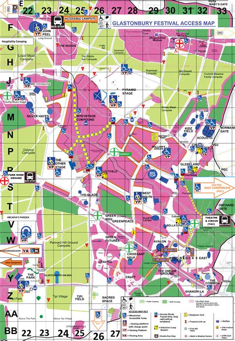 Access Map | Glastonbury Festival | Glastonbury festival, Map, Glastonbury