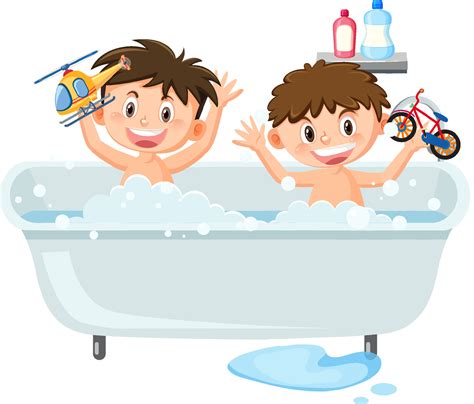 Two kids in bathtub in cartoon style 8683997 Vector Art at Vecteezy