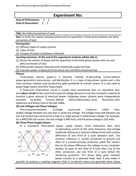 05 Star Delta Connection-1 - Experiment No: Date of Performance: / / Date of Assessment ...