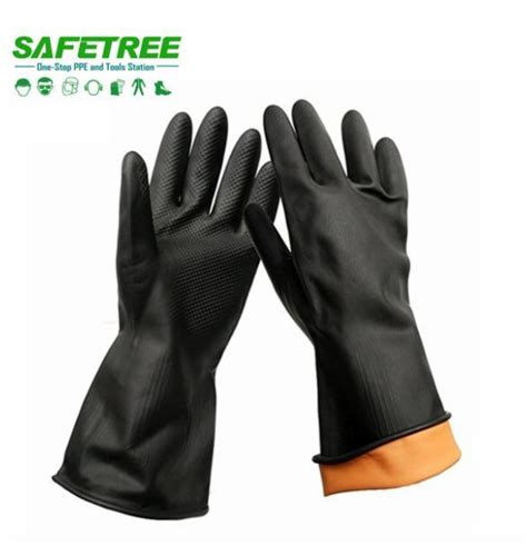 CE En388 Industrial Black/Orange Latex Gloves Industrial Safety ...