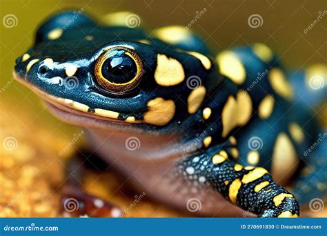 Dark Salamander with Huge Cute Eyes and White Belly Close-up. Stock Illustration - Illustration ...