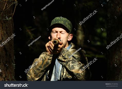 Young Man Hunting Blowgun Summer Forest Stock Photo 475184746 ...